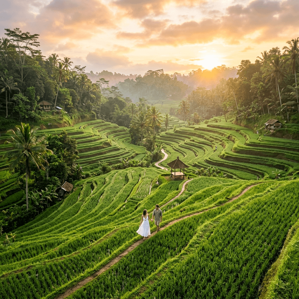 Tegallalang rice terraces at sunrise